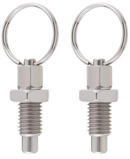 EMSea 2 Piezas Émbolo de Resorte con Anillo de Tracción M12 Pasador de Liberación Rápida émbolo de Resorte Retráctil Manual de Tipo Corto Sin Bloqueo de Acero Inoxidable para Equipos Industriales