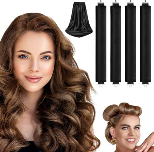 LOPHE 4Pcs Boucles sans chaleur, Bigoudis Cheveux, Cheveux bouclés femme, igoudis de Sommeil doux,No Heat Caoutchouc Hair Rollers for Most Hairstyles,Bricolage Outils de Coiffure(Kaki)