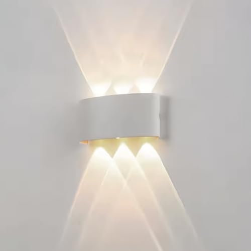 VOLTIX Applique da Parete LED 6W, Lampada da Parete per Interni ed Esterni, Luce Naturale, Design Moderno in Alluminio, Lampada da Muro Impermeabile, Facile da Installare (Luce Naturale 4000K, Bianco)