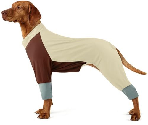 Hjumarayan Pijamas para Perros, Body Perro Post Cirugía Body Quirurgico Elástico Mono con Cremallera Trasera, Cobertura Total Traje Postoperatorio Fresco y Cómodo para Paseos, Beige 3XL