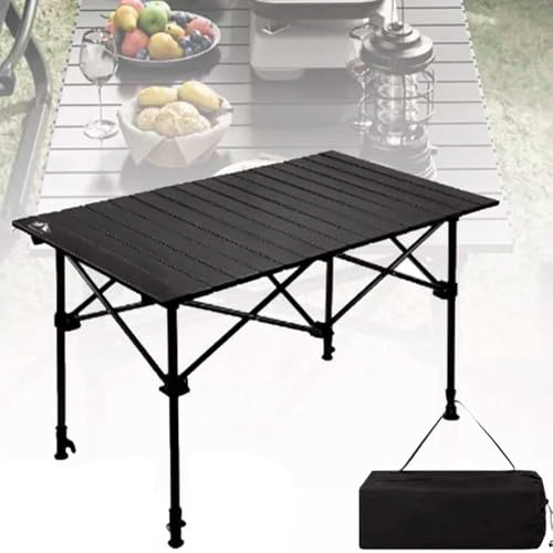 Blendra Folding Camping Table That Fold Up Portable Picnic Table Lightweight Aluminum Folding Table Roll Up Tables for 4-6 Person Camping, Beach, Picnic, Outdoor BBQ, Backyard（95 x 55 x 50CM）