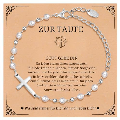 Bracelets de communion pour filles avec croix - Bracelets perles avec croix pour enfants, bracelets pour enfants pour baptême, première communion, naissance, cadeau de baptême, confirmation, bracelets