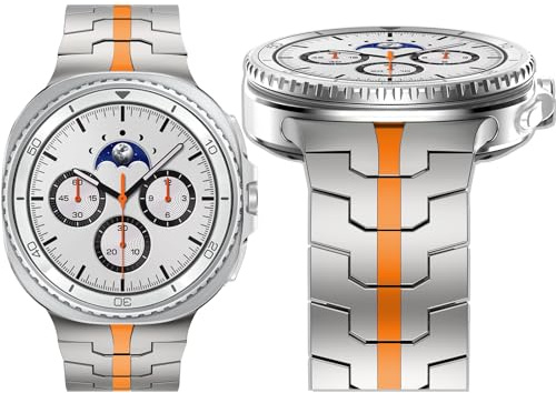 Metallremmar kompatibla med Galaxy Watch 8 40 mm 44 mm/8 klassisk 46 mm rem män kvinnor, inget mellanrum ett klick fäste rostfritt stål länkarmband justerbart band för Galaxy Watch 8 Serien