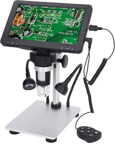 EMUKOEP Microscope numérique de 17,8 cm avec écran LCD HD 1200 x 12 MP pour l'observation biologique et la réparation de montres
