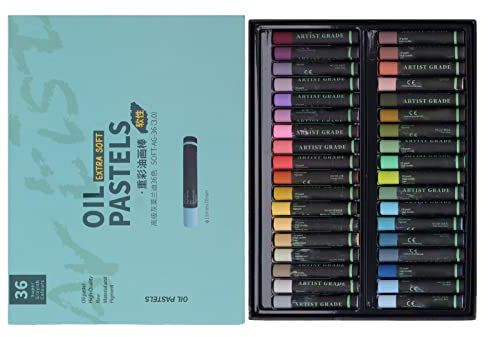 Haofy 36 Colores Pasteles Al óleo de Adherencia Gruesa Gris Avanzada para Necesidades de Pintura Diaria Papel de Envoltura Seccional