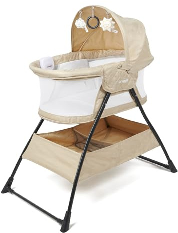 Puggle Sleepy Vibrating Side Crib & Moses Basket - Cashmere