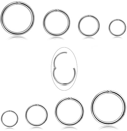 Milacolato 6-8 Pcs 18G Nasenpiercing Ring Edelstahl Clicker Segment Nase Piercing Ohrringe Damen Für Männer Frauen Septum Ohr Knorpel Daith Conch Tragus Sleeper Nasenring Set 6-12MM