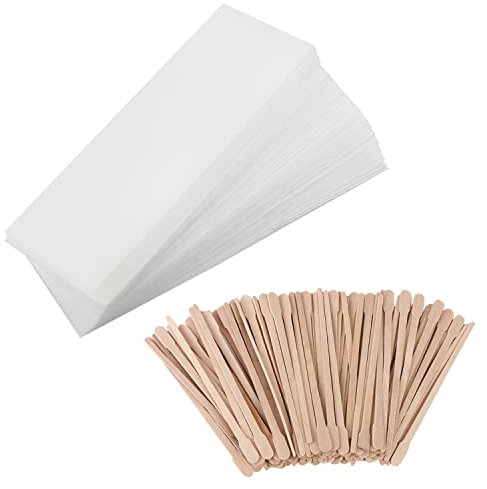 Lanjue 150 Pcs Wax Strips Kit, Including 50 Pcs Paper Wax Waxing Strips Non-Woven Wax Strips 100 Pcs Wax Applicator for Body Hair Facial Removal