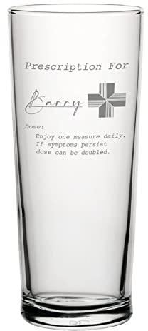 You Personalise Personalised Engraved Glass Prescription Novelty Drinkware - Pint Glass