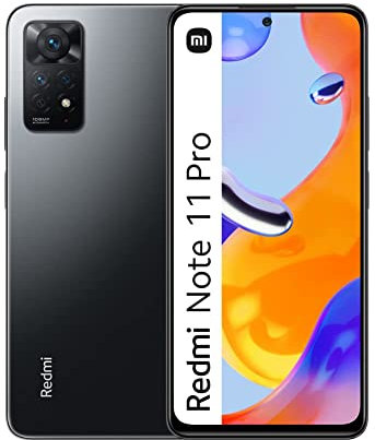 Xiaomi Redmi Note 11 Pro - Smartphone 6+128GB, 6.67” 120Hz FHD+ AMOLED DotDisplay, MediaTek Helio G86, 108MP+8MP+2MP+2MP AI quad Camera, 5000mAh, Graphite Gray (UK Version + 2 Years Warranty)