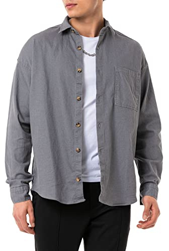 Redbridge Camicia jeans premium denim a maniche lunghe oversize, grigio., M