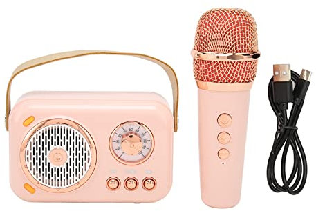 Tragbares Bluetooth-Lautsprecher- und Mikrofonset, Karaoke-Maschine für zu Hause, 6 Klangmodi, Wiederaufladbarer 1200-mAh-Akku, Verbesserter Bass, Geeignet für Geburtstagsfeiern