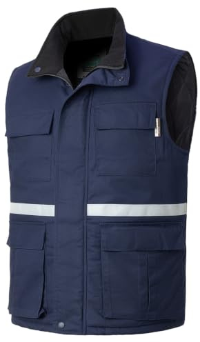 Yukirtiq Herr Hi Viz synlighetsjacka arbetskläder vadderad väst vinter arbetskläder väst kroppsvärmare ärmlös arbetsrock Hi Vis kroppsvärmare för män, Marinblå-2, XXL