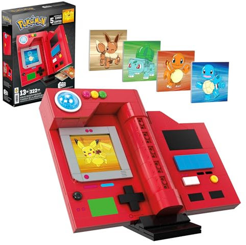 Mega Pokémon Jouets de Construction pour Les Enfants et Les Adultes, Pokédex de la région de Kanto à Construire avec 322 pièces, éléments Lumineux et Cartes, pour Les collectionneurs, HYM37
