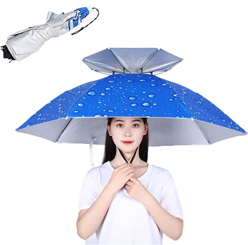 Cappello Da Testa a Doppio Strato Pieghevole Ombrello Parasole Con Fascia Elastica - Per Sole, Protezione UV, Pesca e Spiaggia All'Aperto