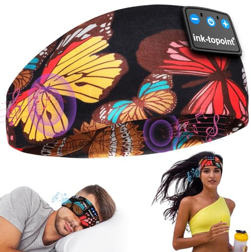 ink-topoint Sleep Headphones Headband Bluetooth 5.4 Soft Headphones for Sleeping & Sport with Thin Speakers,Wireless Music Earphones Tech Gifts for Men Women Teens Yoga Workout Fitness Relax Travel