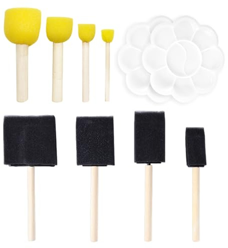 Juego De Pinceles De Esponja De 8 Piezas, Paleta De 2 Piezas, Pinceles De Esponja Acrílica, Herramientas De Pincel, Pinceles De Esponja Para Pintura De Acuarela