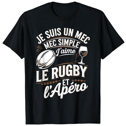 Hommes Humour Rugby Apéro Fans Joueurs Rugbyman Homme T-Shirt, Homme, Noir, L