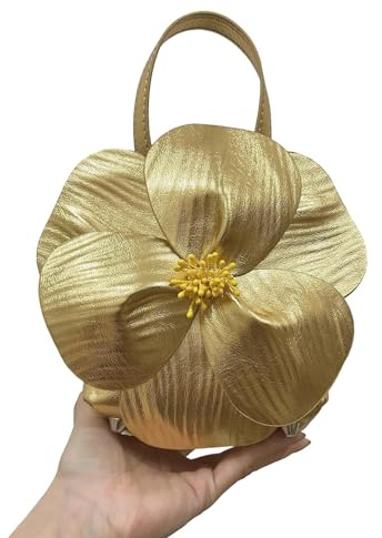 Kvinnors blommig kuvertväska, kreativ blomhandväska kvinnors blommig kuvertväska för fest bröllop brudväskor, Guld
