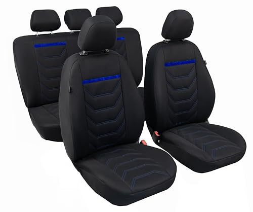 ERJOT Bilsätesöverdrag Comfort Plus skyddsöverdrag komplett set universellt svart (blå)