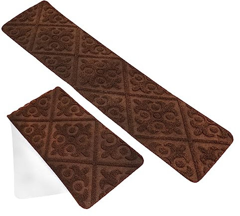 SHINEOFI 2 Pièces Tapis D'escalier Auto-adhésif Non Anti Tampon Tapissé Peler Et Coller Les Marches D'escalier Pas Tapissements Moquette Coffee Polyester