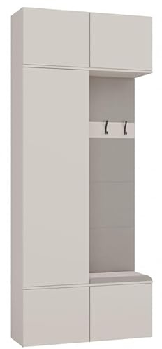 BDW HAGA II 1SZ1W Ensemble : Armoire, penderie, Banc, Hauteur 238 cm, Largeur 100 cm, Profondeur 35 cm, modulaire, Couloir, Armoire à Chaussures et Veste, Panneau vestiaire