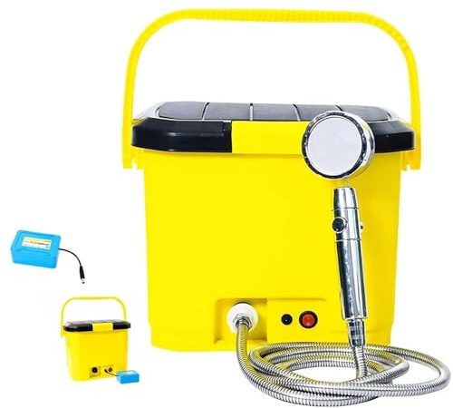 LZAHSH Camping Heating Shower,25 L Heatable Rechargeable Shower 60° Thermostatic Hot Water Self-Priming Electric Portable Shower, For Camping, Car, Pet, Beach, Garden