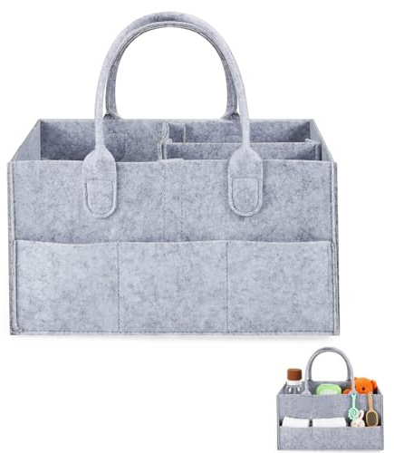 ZexJpr 1 organizador para cambiar pañales, organizador para cambiar pañales y bolso cambiador, 33 x 23 x 18 cm, organizador portátil para cambiar pañales, bolsa de fieltro plegable con compartimentos