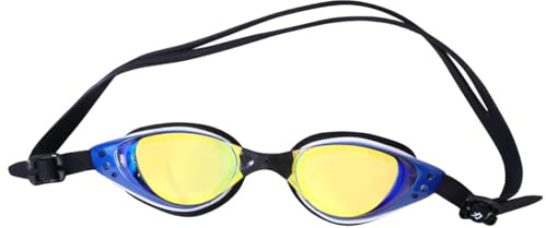 Alipis Occhialini da Nuoto Polarizzati Colorati con Rivestimento Anti-appannamento e Protezione UV Impermeabili e Regolabili Occhiali Piscina per Uomo e Donna Outdoor Telaio Blu