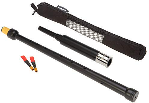 Barefoot Bagpiper Long Bagpipe Practice Chanter 20.5 in, full size hole spacing, Nickel Plated Engraved Ferrule. Breathable Black Case. Bagpipes for Beginners Adult, 2 Bagpipe Practice Chanter Reeds
