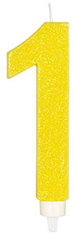 Candele grandi 15,5 cm per torta di compleanno numero glitter - ideale per feste di compleanno, anniversario e matrimoni - 1 pezzo (giallo)