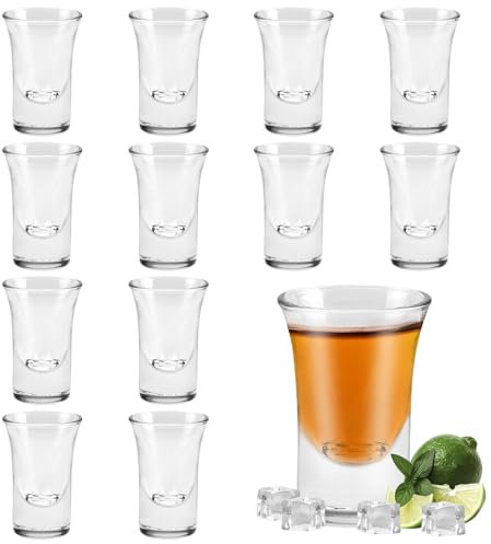 SLTAXAR 12 PCS Petits Verre Shot Réutilisable en Verre 30ml Petits Verres à Liqueur Transparent Lave-Vaisselle pour Restaurant Bar