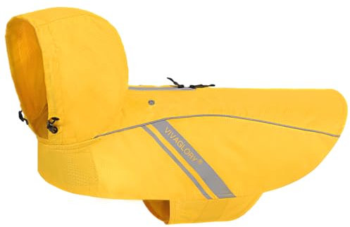 VIVAGLORY Wetoff Hunderegenmantel, Regenmantel Hund für Winter, Hunderegenjacke, Wasserdicht & Reflektierend Gefütterter Regenschutz, XXS, Gelb