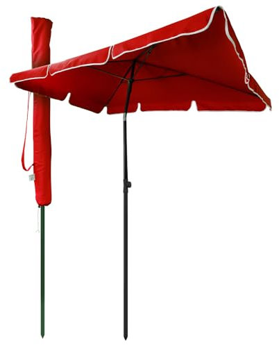 VOUNOT® Sombrilla Rectangular para Terraza, Jardín, Playa, Balcón, Piscina, Patio, 200x125 cm, Parasol Exterior con Funda Protectora, Protección UV50+, Rojo Oscuro