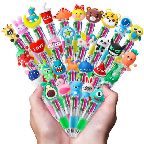 30 penne a sfera multicolore 4 in 1 mini penne multicolori creativo dolce cartone animato, 4 colori retrattili per ufficio, materiale scolastico per bambini, studenti, compiti a casa, ufficio