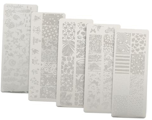 HONITANO 5pièces Lot Plaques De Stamping Nail Art Multi-formes Pochoirs Manucure Réutilisables Faciles à Nettoyer Pour Diy Décorations Ongles Femmes Et Filles
