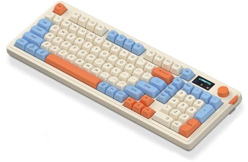 Wired Semi-Mechanical Membrane Gaming Keyboard, 98 Keys QWERTY Silent Membrane Keyboard, Multifunctional Light Mode & Volume Adjusting knob, RGB Backlit, Ergonomic, ABS Keycap, USB, Compact Design