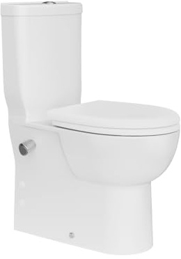 Creavit WC Standtoilette 60 cm mit Taharet-Brause, wandnah, Kaltwasseranschluss, WC Weiß Keramik, WC-Sitz mit Absenkautomatik - Modall SEDEF