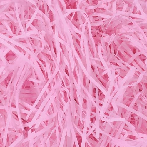 AOOSU 180g Shredded Tissue Paper, Pink Raffia Filling for Gift Boxes | Soft Shreds for Hampers Filling and Packaging, Filler Stuffing Paper for Christmas Birthday Easter Decor Packaging Filler