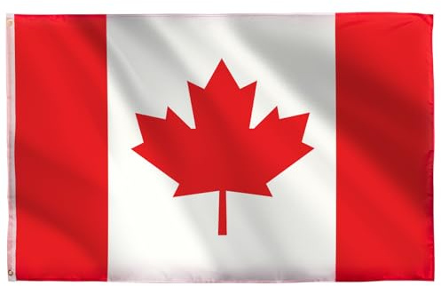 Grand Drapeau Canada 90x150 cm (5x3ft) Géant Pavillon Canadien pour Coupe du Monde de Football 2026 Fête Nationale Jeux Olympiques Décoration Sport Bar Jardin Rue Déco Fête Supporter XL