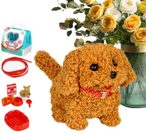 Chien Robot Réaliste Peluche Animal de Compagnie Électronique Marche