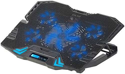 Base de refrigeración para portátil Callstel hasta 39,6 cm (15,6), 5 Ventiladores, USB, LCD