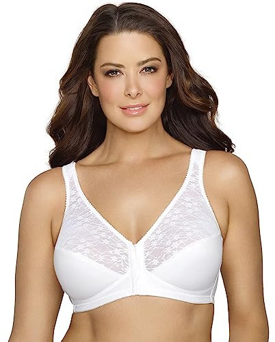 EXQUISITE FORM Fully Damen BH - Vorderverschluss BH mit Stützeffekt und Spitze Stütz-BH Frontverschluss BH Große Größen BH Weiß Größe 90C