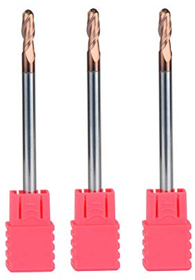 BONYTOOL 3 pezzi - 1,5 mm Fresa cilindrica con estremità a sfera, diametro dello stelo di 3 mm, fresa resistente al tungsteno HRC55 per acciaio lungo in metallo 100 mm