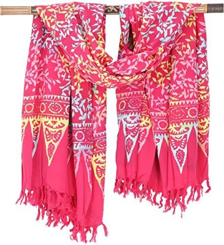 GURU SHOP Bali Batik Sarong, Wandbehang, Wickelrock, Sarongkleid, Strand Tuch - Design 41/pink, Herren/Damen, Synthetisch, 160x100 cm