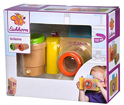 Eichhorn 100003470 - Cámara y caleidoscopio con 2 Lentes giratorias, Efectos fantásticos de Madera, para niños a Partir de un año