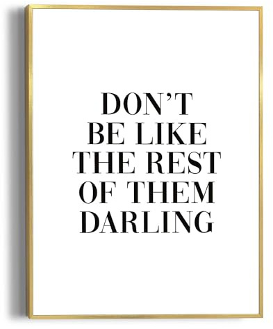 REINDERS Gerahmtes Bild, Don't be like the rest, Schlafzimmer, Poster, Wanddeko, Room Decor, MDF, Schwarz-Weiß, 40 x 30
