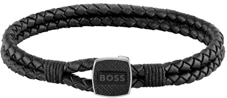 BOSS Jewelry Lederarmband für Herren Kollektion SEAL Schwarz - 1580047S