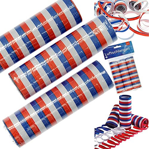 Deko * Frankreich * für Party und Länderparty | Dekoration Partydeko Trikolore France Flagge, Edition: Luftschlangen, 3 Rollen