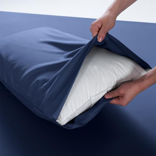 Simple&Opulence Bambus Kissenbezüge, Standardgröße, Kissenbezug mit Umschlagverschluss, Dunkelblau, 40x80 cm